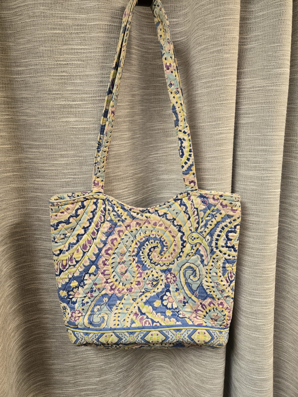 Vera Bradley quilted cotton tote bag in the "Capri Blue" paisley pattern